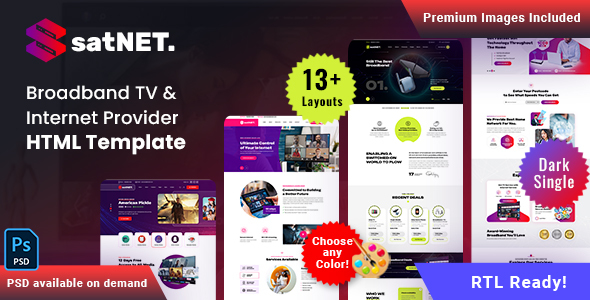 Satnet - Broadband TV & Internet Provider HTML Template