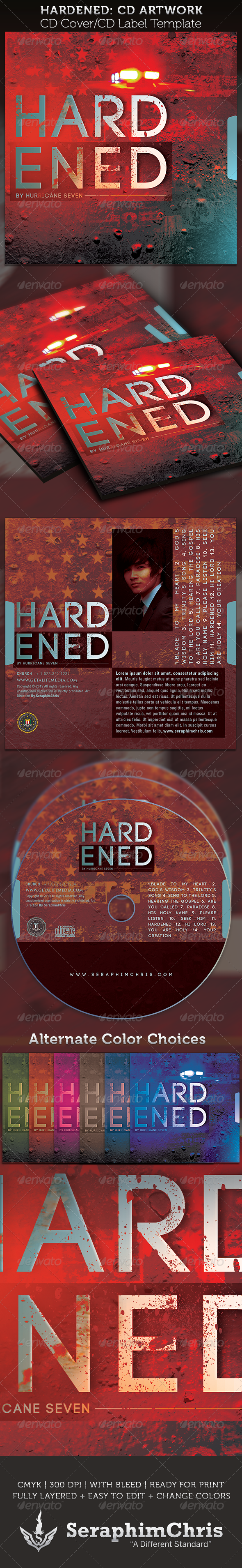 Hardened CD Cover Artwork Template - CD & DVD Artwork Print Templates