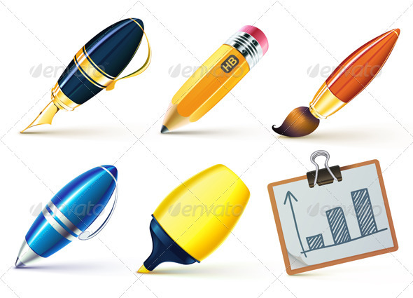 Writing Implements - Objects Vectors