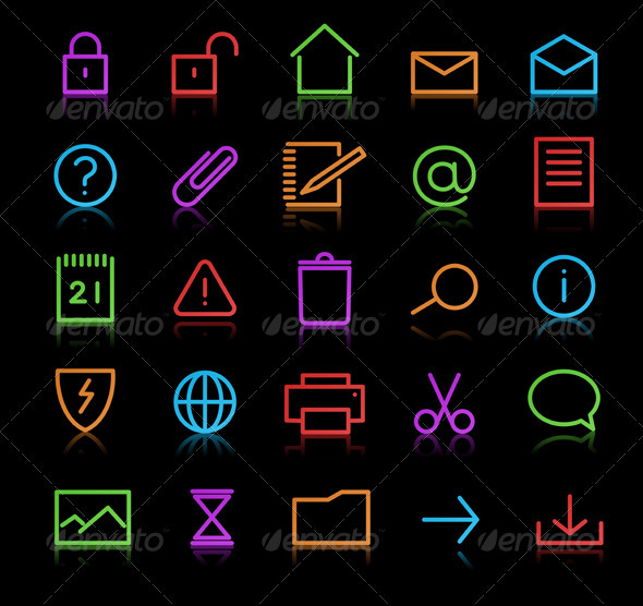 Neon Simple Icons - Computers Technology