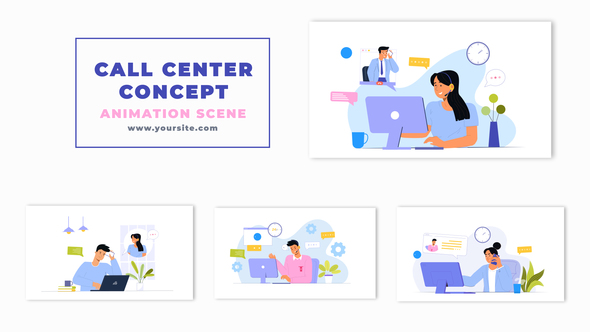 Call center and customer service Animation Scene