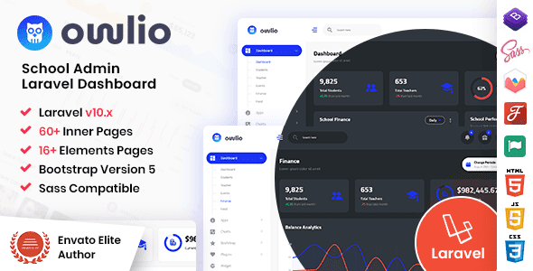 Owlio : School Management Laravel Admin Dashboard Template