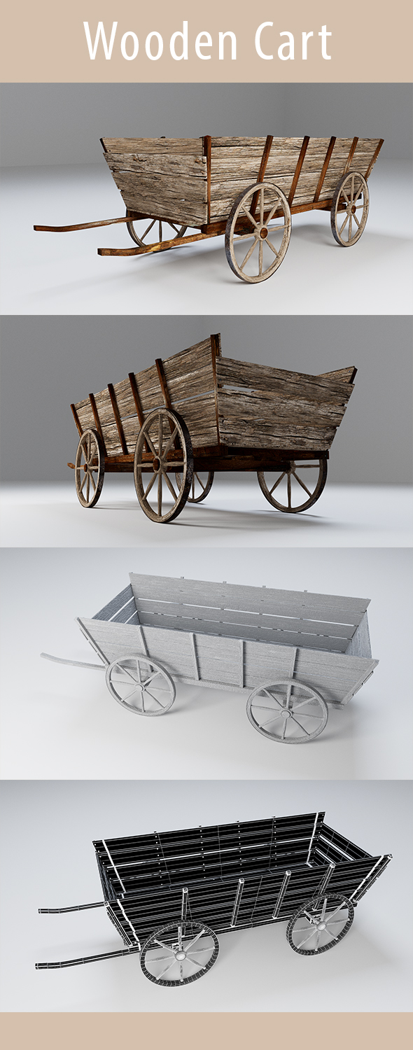 Wooden Cart 3d Model