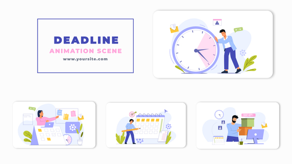 Work Deadline Flat Character Animation Scene After After Effects Template