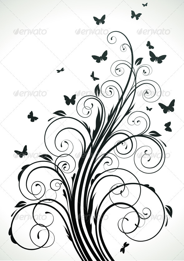 Floral Background - Flourishes / Swirls Decorative