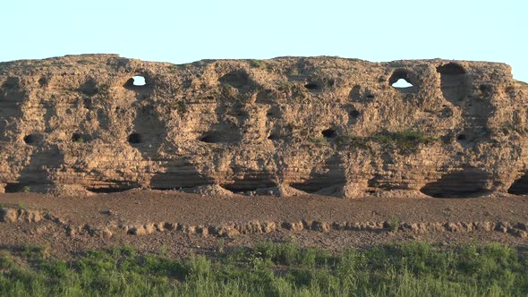 Ruins of Ancient City, Building and Wall From Ancient Times in Treeless Vast Plain of Mongolia alt