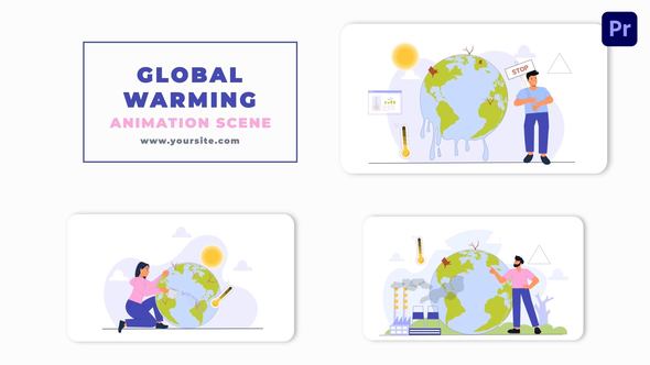 Climate Change Global Warming Vector Animation Scene