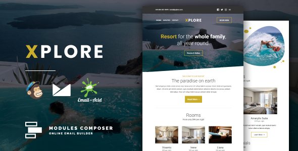 Xplore – Responsive Email for Hotels, Booking & Traveling