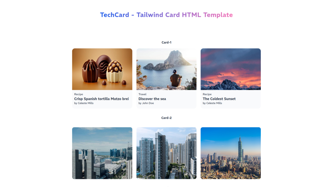 TechCard - Tailwind CSS 3 Card HTML Template By Techzaa | CodeCanyon