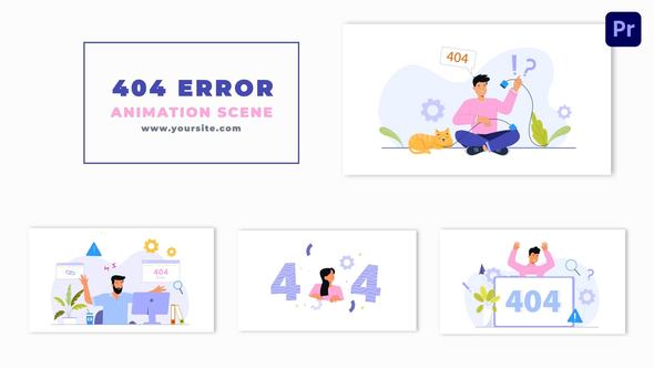 Server 404 Error Vector Animation Scene