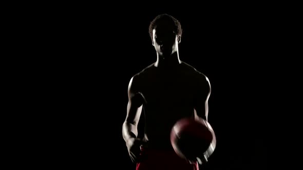 Man Play Basketball Isolated on Black