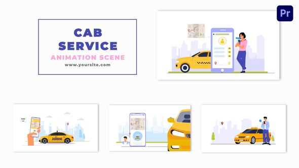 Online Cab Service Character Animation Scene