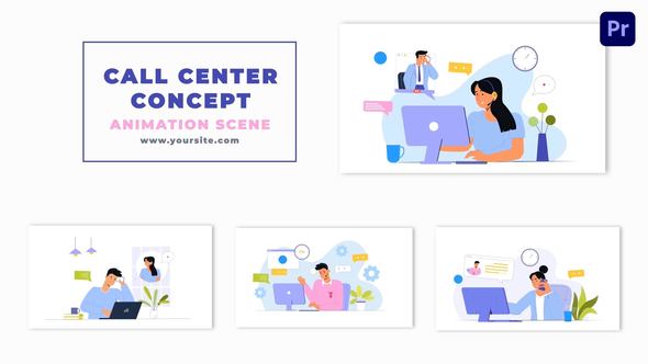 Call Center and Customer Service Character Animation Scene