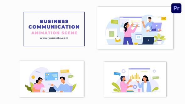 Business Communication Concept 2D Character Animation Scene
