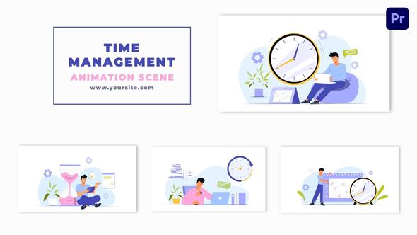 Work Time Management Flat Character Animation Scene