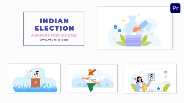 Indian Election Concept 2D Flat Character Animation Scene
