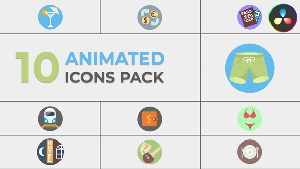 Vacation & Traveler Animated Icons for DaVinci Resolve