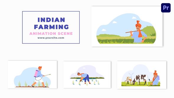 Indian Farming Culture 2D Character Animation Scene