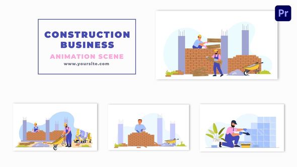 Construction Labor Animated Flat Character