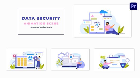 Data Security Flat Character Animation Scene