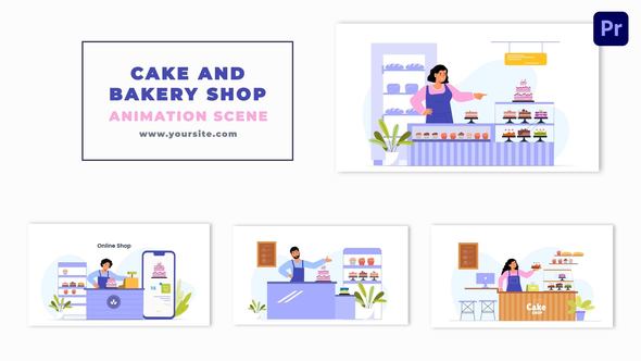 Cake and Bakery Shop 2D Character Animation Scene