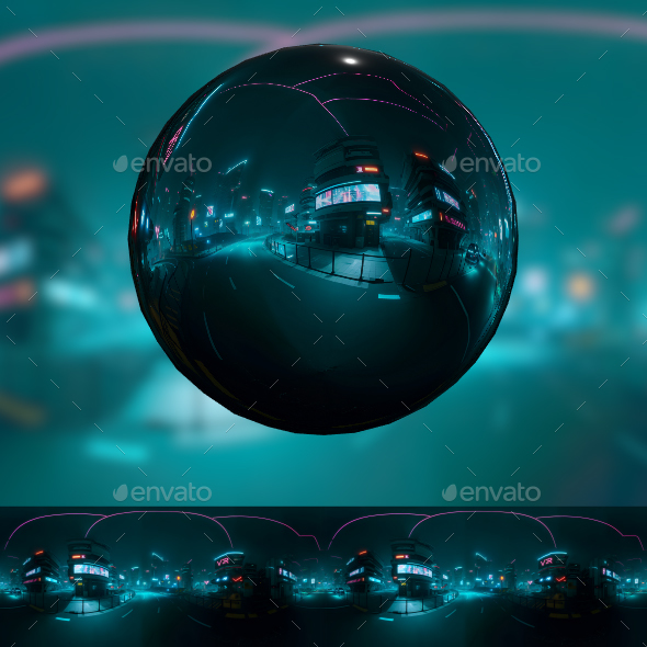 Cyberpunk Tron Night City Neon 360 Panorama