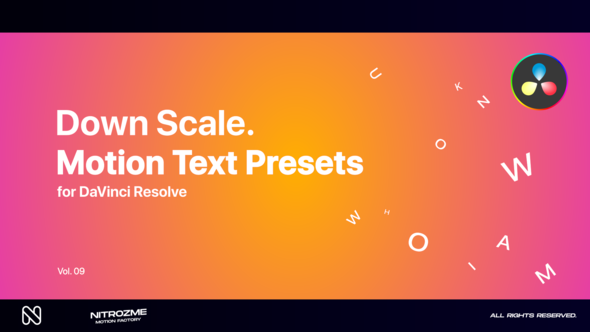 Down Scale Motion Text Presets Vol. 09 for DaVinci Resolve