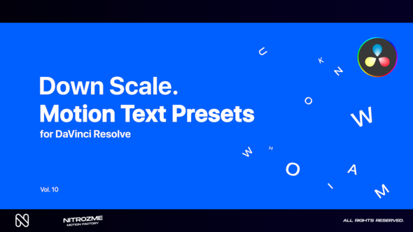 Down Scale Motion Text Presets Vol. 10 for DaVinci Resolve