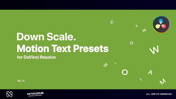 Down Scale Motion Text Presets Vol. 11 for DaVinci Resolve