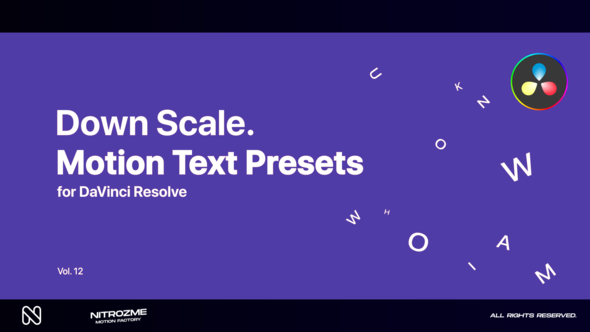 Down Scale Motion Text Presets Vol. 12 for DaVinci Resolve
