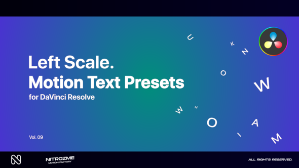 Left Scale Motion Text Presets Vol. 09 for DaVinci Resolve