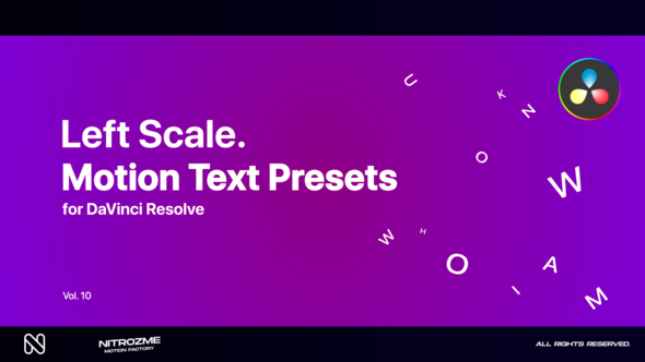 Left Scale Motion Text Presets Vol. 10 for DaVinci Resolve