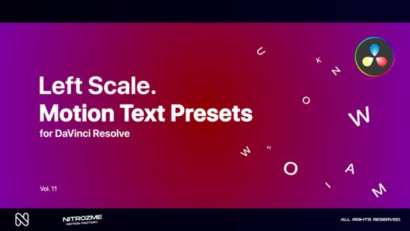 Left Scale Motion Text Presets Vol. 11 for DaVinci Resolve