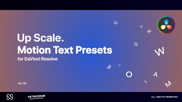 Up Scale Motion Text Presets Vol. 09 for DaVinci Resolve