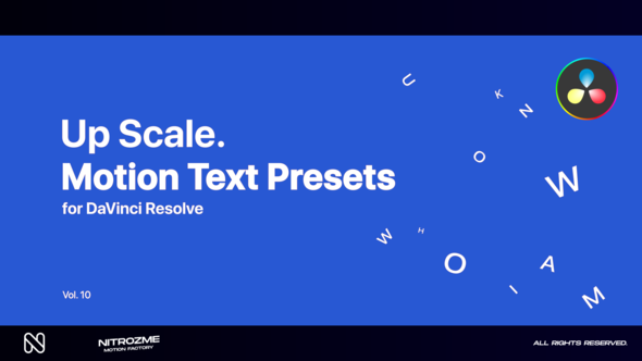 Up Scale Motion Text Presets Vol. 10 for DaVinci Resolve