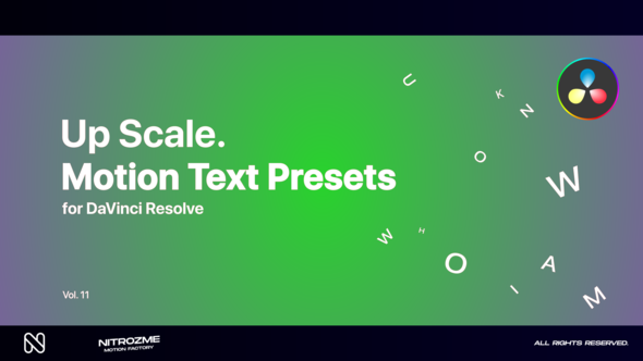 Up Scale Motion Text Presets Vol. 11 for DaVinci Resolve