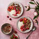 Two plates with granola, yoghurt, strawberries, ruharb - PhotoDune Item for Sale