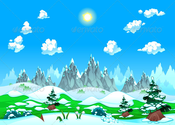 Landscape with Snow and Mountains. - Landscapes Nature