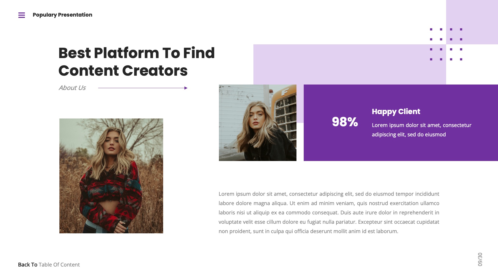 Populary - Influencer & Content Creator Keynote, Presentation Templates