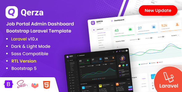 Qerza - Job Portal Laravel Admin Dashboard Template