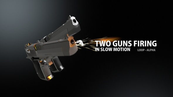 Two Guns Firing In Slow Motion