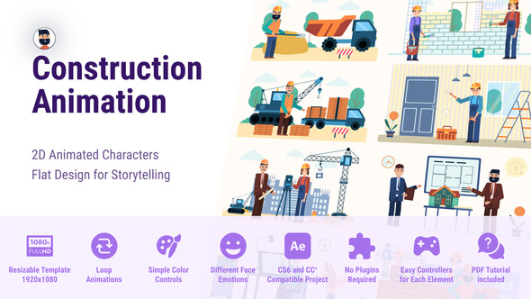 Construction Builders - Animated Flat Characters CS6