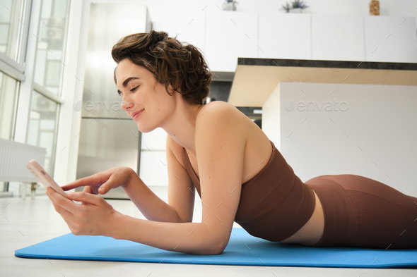 Female Feet on Yoga Mat at Home Stock Photo - Image of lifestyle