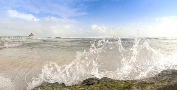 Caribbean Sea Splash On Camera
