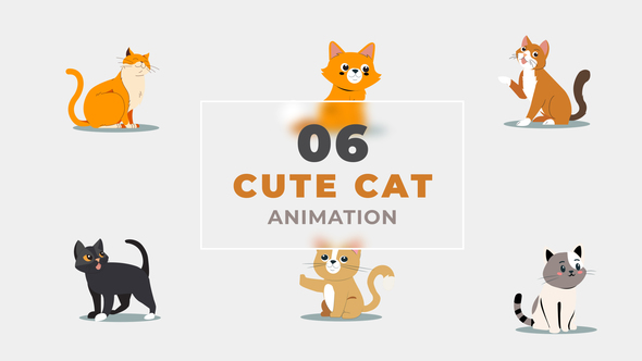 Cute and Funny Cats Animation Scene Template