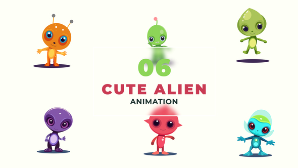 Cute Aliens Flat Character Animation Scene