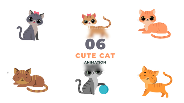 Cute Cats 2D Vector Animation Scene