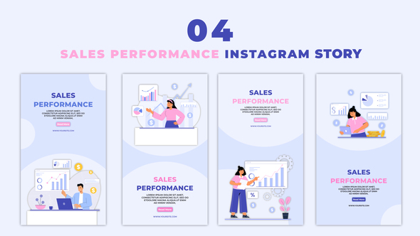 Flat Character Analyzing Sales Performance on Dashboard Instagram Story