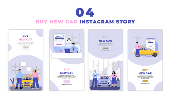 People Buying New Car 2D Character Instagram Story