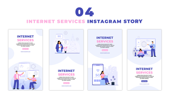 Internet Services and User Vector Instagram Story